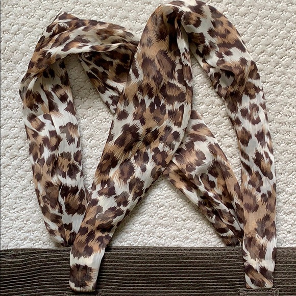 NEW Brown purse tote with leopard print handles - Picture 3 of 5